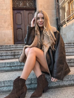 Nakopávací dámské kožené boty z přírodního semiše čokoládové Beretta