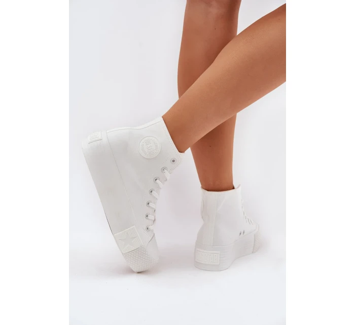 Dámské plátěné tenisky na platformě Big Star – bílé Dámské plátěné tenisky na platformě Big Star – bílé