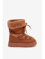 Dámské sněhule na platformě s kožíškem a šněrováním Marinna – camel Dámské sněhule na platformě s kožíškem a šněrováním Marinna – camel