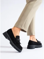 Pohodlné  mokasíny dámské černé bez podpatku