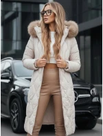Dámská prošívaná zimní bunda s kožešinou ecru Dstreet model 21994864 - FashionStreet