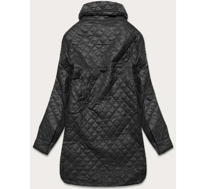 Tenká černá dámská bunda s límcem (JIN225)