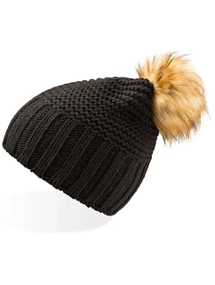 Atlantis Headwear Monte Bianco Pletená čepice s bambulí "Monte Bianco" 33.0185 black/beige