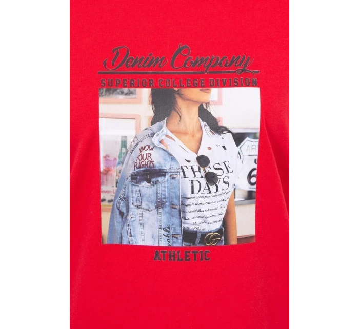 Halenka s model 18744164 potiskem červená - K-Fashion Halenka s model 18744164 potiskem červená - K-Fashion