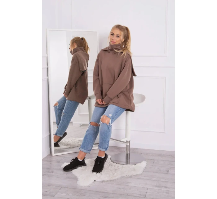 Zateplená mikina se zipem na zádech mocca