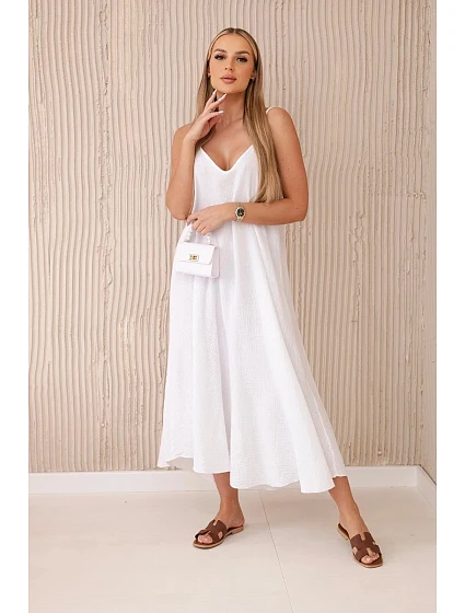 Mušelínové šaty na ramínka bílý