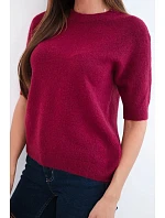 Dámský svetr z baby alpaky s krátkým rukávem a kulatým výstřihem model 22294746 - K-Fashion
