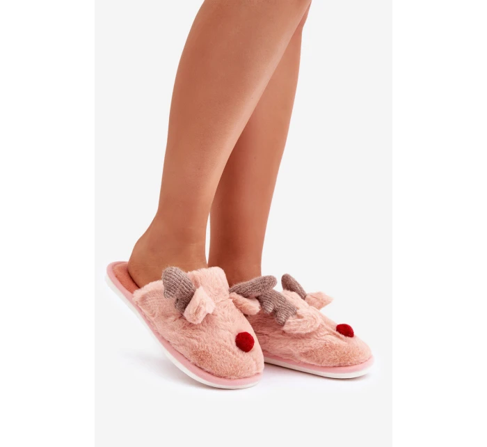 Dámské Plyšové Pantofle S Motivem Sobů Růžové Sennalith Dámské Plyšové Pantofle S Motivem Sobů Růžové Sennalith