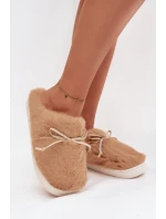 Kožešinové pantofle s mašlí Camel Minella