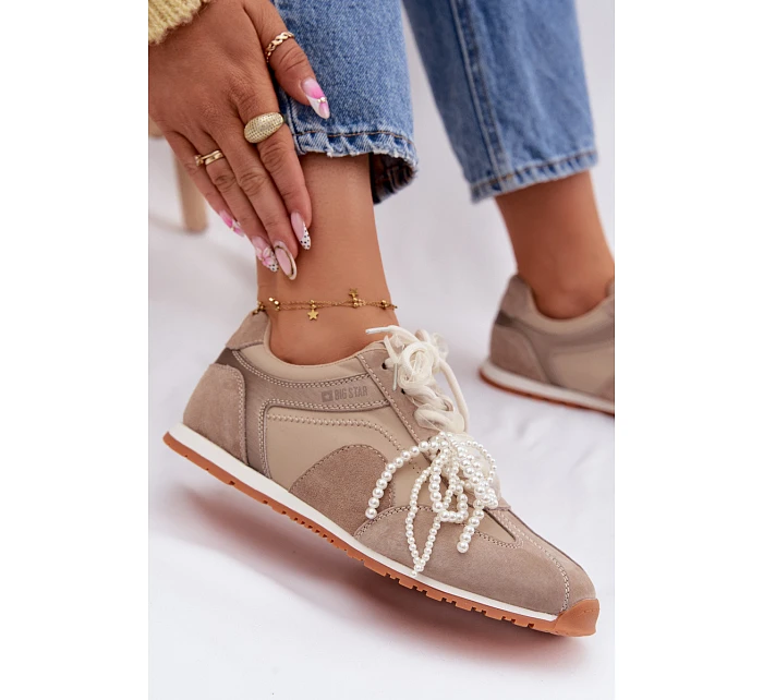 Kožené semišové dámské tenisky Big Star TT274677 béžové