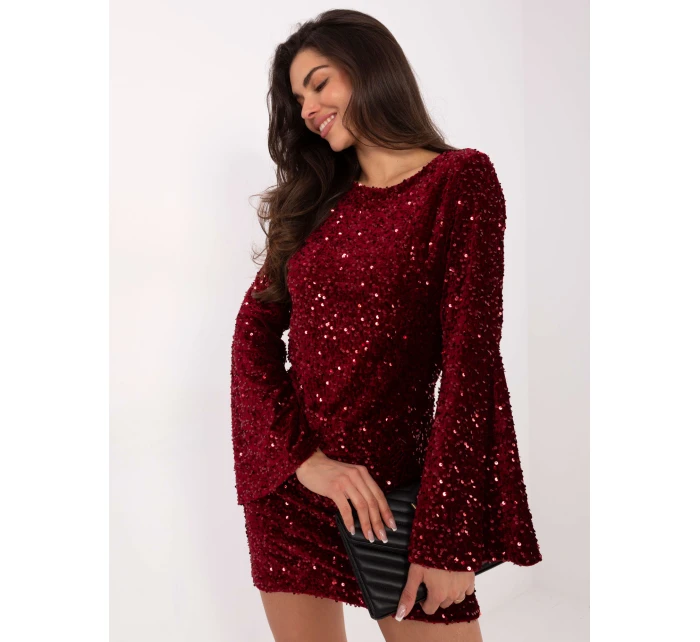 Sukienka IT SK model 21724655 bordowy - FPrice Sukienka IT SK model 21724655 bordowy - FPrice