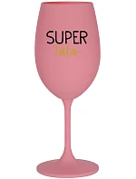SUPER TÁTA - růžová sklenice na víno 350 ml