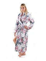 Dámský župan Aisha 2126 0012 Tmavě šedá s květy pivoňky - Vestis