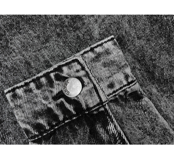 Černá džínová bunda s kapucí (POP7015-K) - Seven