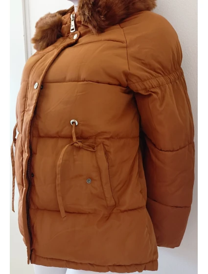 Dámská zimní bunda model 21758971 písková - FPrice Dámská zimní bunda model 21758971 písková - FPrice