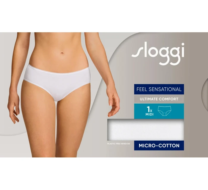 Dámské kalhotky Feel Sensational Midi - WHITE - bílé 0003 - SLOGGI Dámské kalhotky Feel Sensational Midi - WHITE - bílé 0003 - SLOGGI
