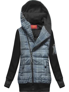 Tmavě modro-černá mikina z různých spojených materiálů (AMG-611A)