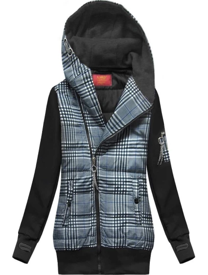 Tmavě modro-černá mikina z různých spojených materiálů (AMG-611A)