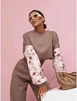 Ležérní souprava s rukávy a širokými nohavicemi cappuccino model 22049174 - Moon