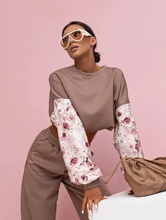 Ležérní souprava s rukávy a širokými nohavicemi cappuccino model 22049174 - Moon