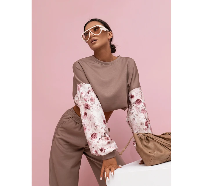 Ležérní souprava s rukávy a širokými nohavicemi cappuccino model 22049174 - Moon