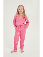 Zateplené dívčí pyžamo Erika růžové s hvězdičkami