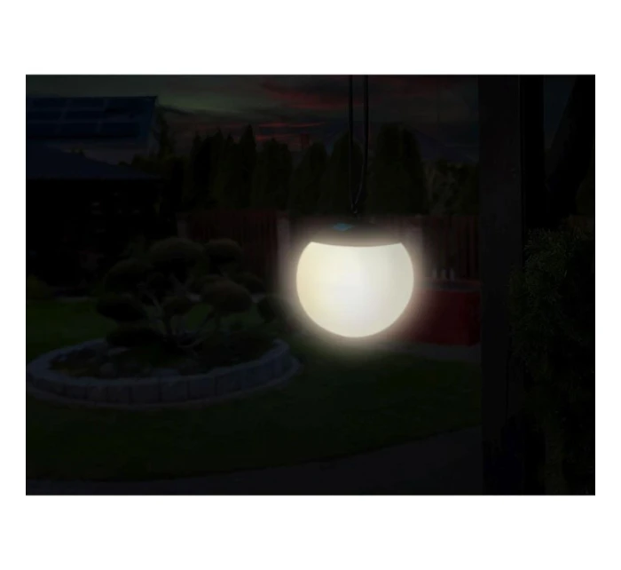 SOLÁRNÍ LAMPA PLASTOVÁ KOULE ZÁVĚSNÁ 20CM