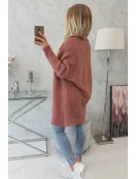 Svetr s netopýřími rukávy tmavě růžový