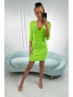 Žebrované šaty s ozdobnými knoflíky světle zelené Žebrované šaty s ozdobnými knoflíky světle zelené