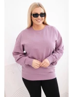 Dámská mikina Plus Size bavlněná basic s kulatým výstřihem tmavě růžová