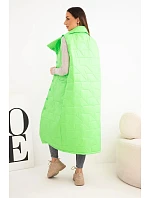 Dámská prošívaná dlouhá vesta s kapsami a stojáčkem neonově zelená