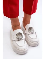 Kožené Mokasíny S Ozdobou Bílé Zazoo 3486