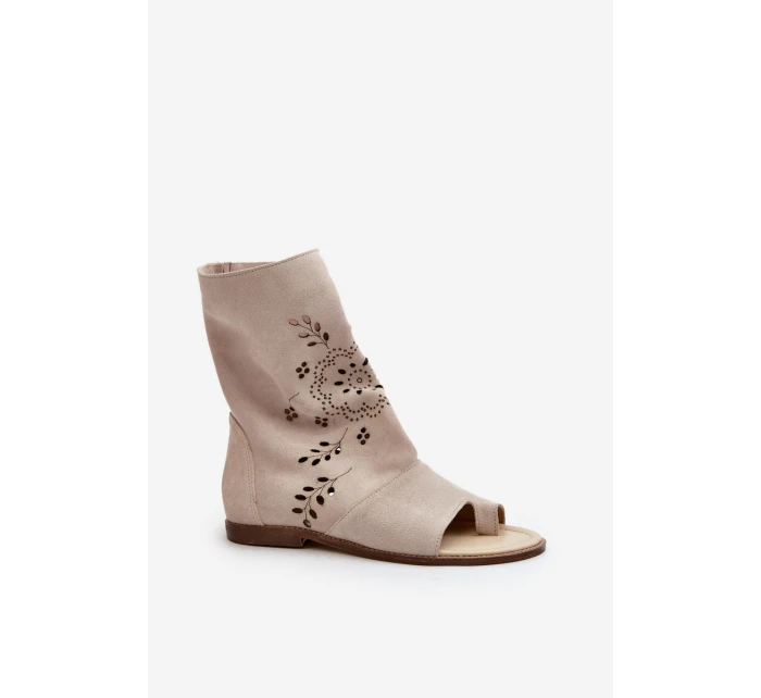 Zazoo Dámské Semišové Sandály S Na Zip Světle Béžové model 21665626 - Boto