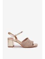 Dámské Sandály Na Podpatku Zlaté model 21702391 - Boto Dámské Sandály Na Podpatku Zlaté model 21702391 - Boto