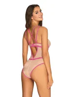 Elegantní body Nudelia teddy neon pink - Obsessive