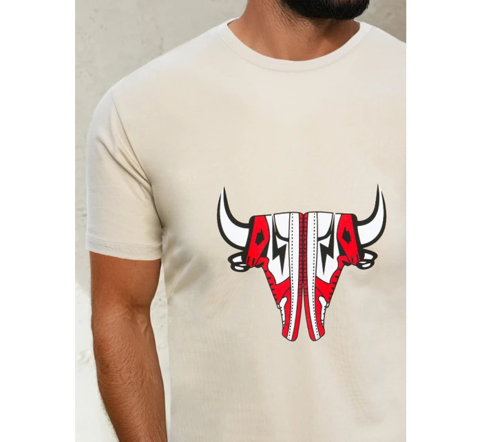 FashionStreet béžové pánské tričko RX4932 FashionStreet béžové pánské tričko RX4932