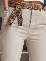 Dámské kalhoty s páskem MADELINA tmavě béžové FashionStreet UY2622