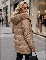 Dámská zimní prošívaná bunda s kapucí, béžová, FashionStreet TY5735 Dámská zimní prošívaná bunda s kapucí, béžová, FashionStreet TY5735