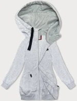 Světle šedá volná dlouhá dámská mikina se stahovacími lemy model 18875886 - LHD