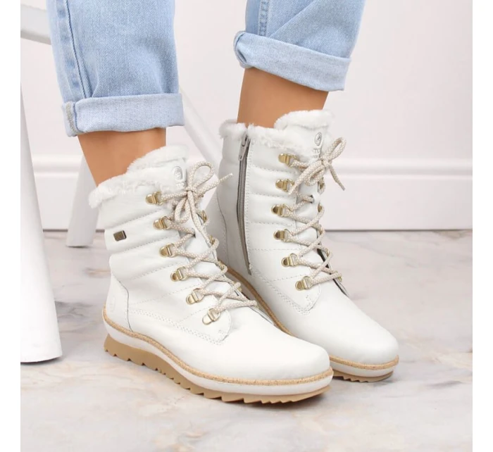 Kožené nepromokavé zateplené boty W white model 21391182 - Rieker