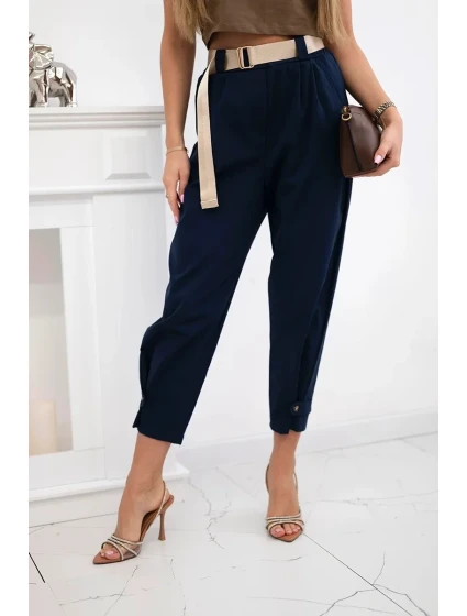 Kalhoty Summer Punto se zapínáním na nohavice námořnická modř