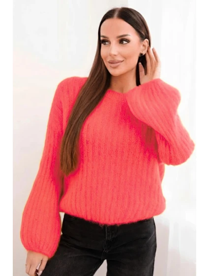Svetr dámský z mohairu s bufáčovými rukávy malinová Svetr dámský z mohairu s bufáčovými rukávy malinová