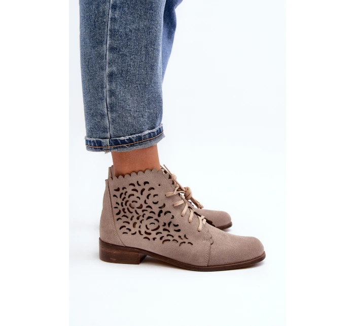 Dámské Prodyšné Šněrovací Botky Zazoo 2871 Beige