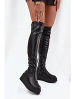 Dámské Kozačky Kolena Na Platformě A S Černé model 21707030 - Boto Dámské Kozačky Kolena Na Platformě A S Černé model 21707030 - Boto