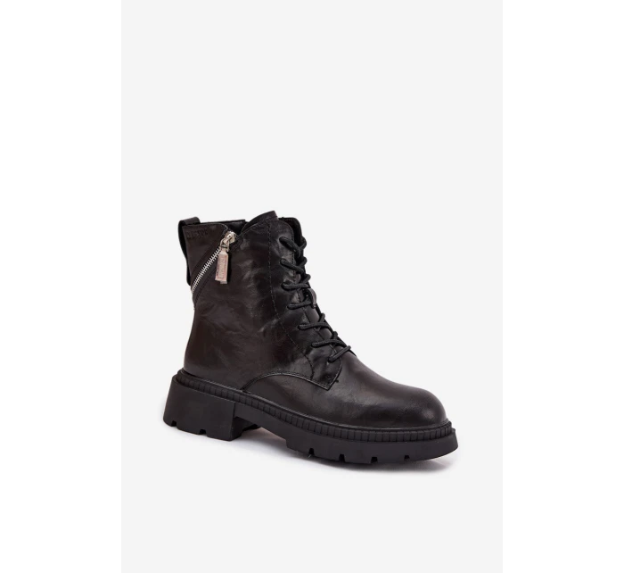 Kožené workery dámské zateplené Big Star model 21708634 Černé - Big Star Shoes Kožené workery dámské zateplené Big Star model 21708634 Černé - Big Star Shoes