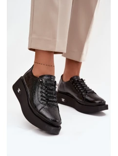 Kožené lakované dámské polobotky na platformě Artiker 57C2041 Černé