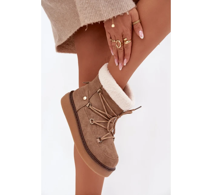 Dámské Sněhule Na Platformě S Zavazováním Světle Hnědá Roselya