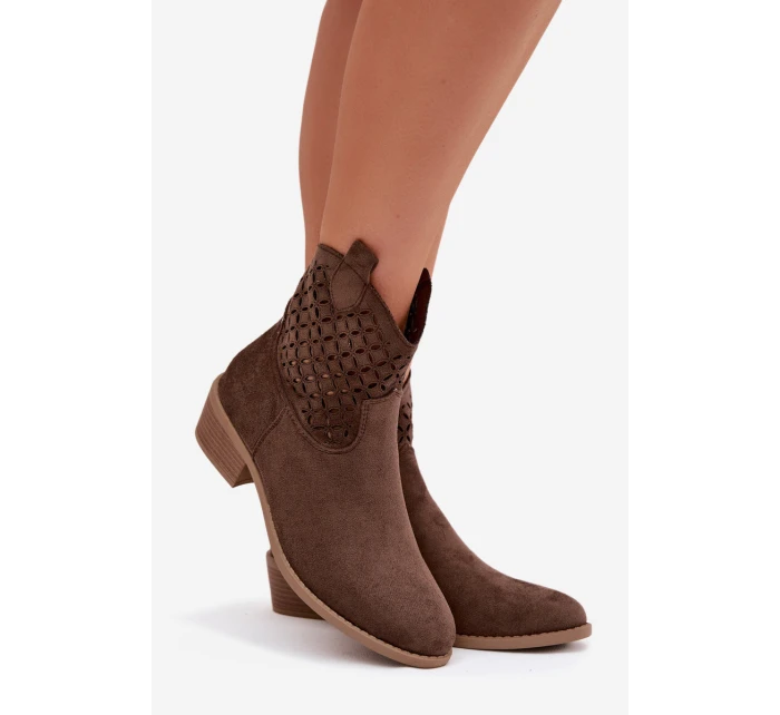 Dámské perforované kotníkové boty na podpatku Briavine
