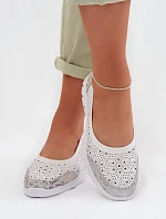 Kožené Ažurové Baleríny S.Barski GR61-5973 Bílé