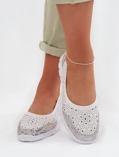 Kožené Ažurové Baleríny model 22027780 Bílé - S.Barski